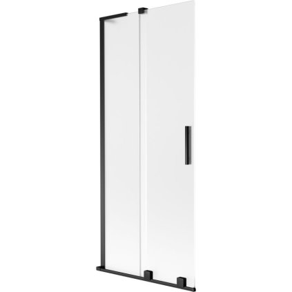 Mexen Velar L, 2-krídlová posuvná vaňová zástena 85 x 150 cm, 8mm sklo námraza, čierna matná, 896-085-003-31-70