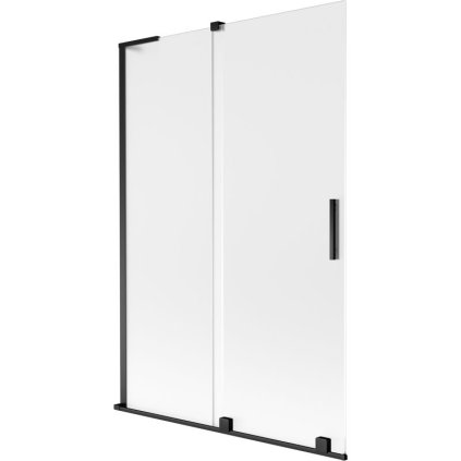 Mexen Velar L, 2-krídlová posuvná vaňová zástena 120 x 150 cm, 8mm sklo námraza, čierna matná, 896-120-003-31-70