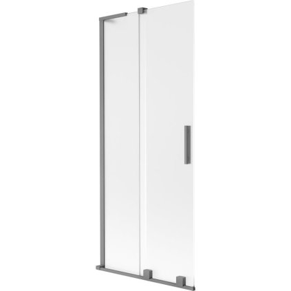 Mexen Velar L, 2-krídlová posuvná vaňová zástena 85 x 150 cm, 8mm sklo námraza, grafitová, 896-085-003-31-95