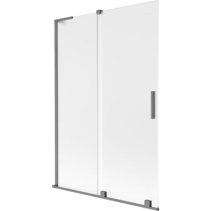 Mexen Velar L, 2-krídlová posuvná vaňová zástena 120 x 150 cm, 8mm sklo námraza, grafitová, 896-120-003-31-95