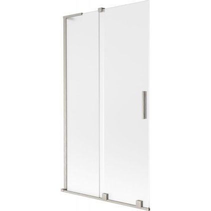 Mexen Velar L, 2-krídlová posuvná vaňová zástena 100 x 150 cm, 8mm sklo námraza, brúsená oceľ, 896-100-003-31-97