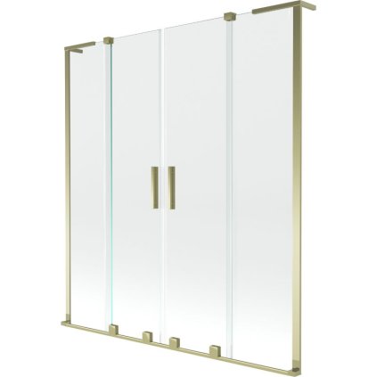 Mexen Velar L Duo, 2-krídlová posuvná vaňová zástena 150 x 150 cm, 8mm číre sklo, zlatá lesklá, 896-150-003-02-50