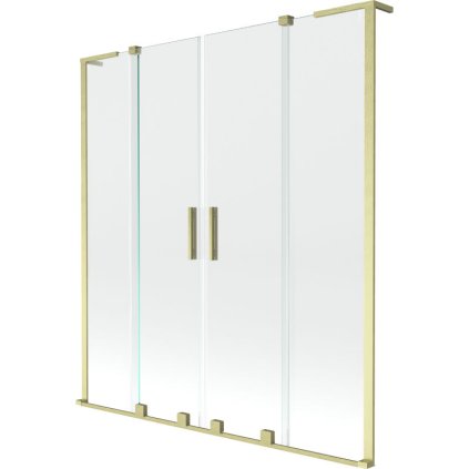 Mexen Velar L Duo, 2-krídlová posuvná vaňová zástena 150 x 150 cm, 8mm číre sklo, zlatá matná, 896-150-003-02-55