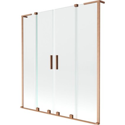Mexen Velar L Duo, 2-krídlová posuvná vaňová zástena 150 x 150 cm, 8mm číre sklo, medená matná, 896-150-003-02-65