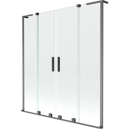 Mexen Velar L Duo, 2-krídlová posuvná vaňová zástena 150 x 150 cm, 8mm číre sklo, brúsený grafit, 896-150-003-02-66