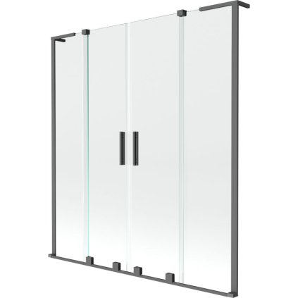 Mexen Velar L Duo, 2-krídlová posuvná vaňová zástena 150 x 150 cm, 8mm číre sklo, grafitová, 896-150-003-02-95