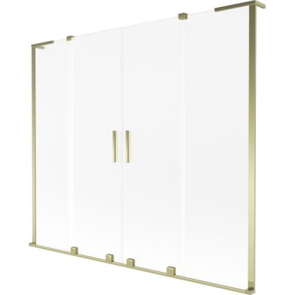Mexen Velar L Duo, 2-krídlová posuvná vaňová zástena 180 x 150 cm, 8mm sklo námraza, zlatá lesklá, 896-180-003-32-50