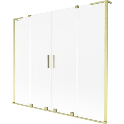 Mexen Velar L Duo, 2-krídlová posuvná vaňová zástena 180 x 150 cm, 8mm sklo námraza, zlatá matná, 896-180-003-32-55