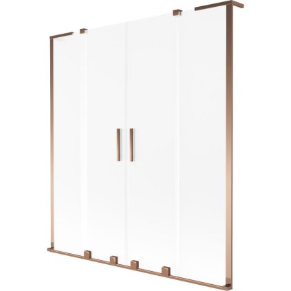 Mexen Velar L Duo, 2-krídlová posuvná vaňová zástena 150 x 150 cm, 8mm sklo námraza, ružové zlato, 896-150-003-32-60