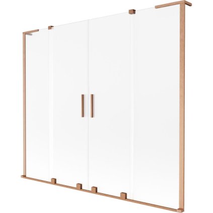 Mexen Velar L Duo, 2-krídlová posuvná vaňová zástena 180 x 150 cm, 8mm sklo námraza, medená matná, 896-180-003-32-65