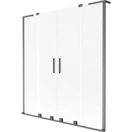 Mexen Velar L Duo, 2-krídlová posuvná vaňová zástena 150 x 150 cm, 8mm sklo námraza, brúsený grafit, 896-150-003-32-66