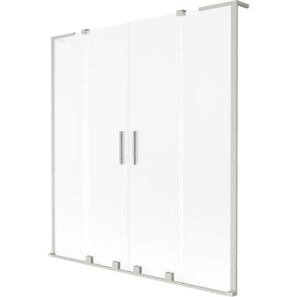 Mexen Velar L Duo, 2-krídlová posuvná vaňová zástena 150 x 150 cm, 8mm sklo námraza, brúsená oceľ, 896-150-003-32-97