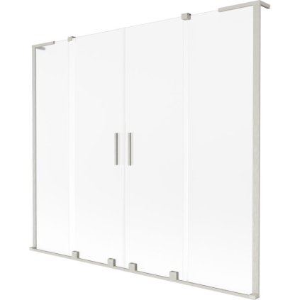 Mexen Velar L Duo, 2-krídlová posuvná vaňová zástena 180 x 150 cm, 8mm sklo námraza, brúsená oceľ, 896-180-003-32-97