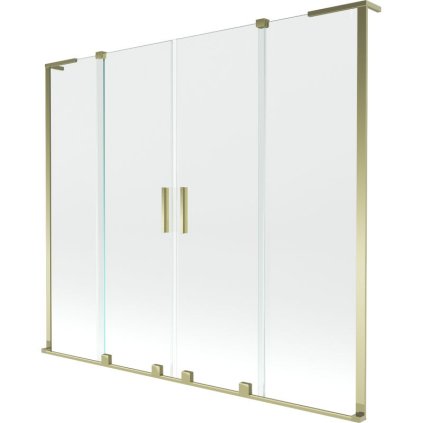Mexen Velar L Duo, 2-krídlová posuvná vaňová zástena 180 x 150 cm, 8mm číre sklo, zlatá lesklá, 896-180-003-02-50