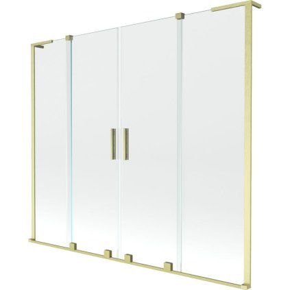 Mexen Velar L Duo, 2-krídlová posuvná vaňová zástena 180 x 150 cm, 8mm číre sklo, zlatá matná, 896-180-003-02-55