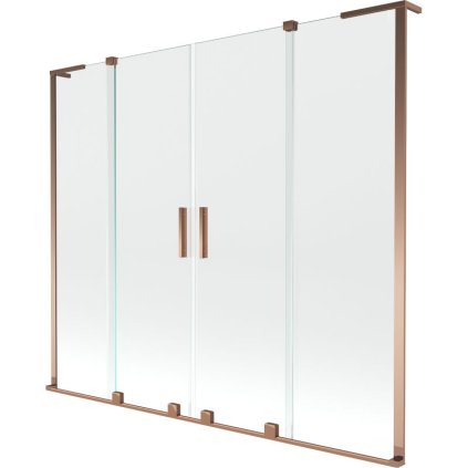 Mexen Velar L Duo, 2-krídlová posuvná vaňová zástena 180 x 150 cm, 8mm číre sklo, ružové zlato, 896-180-003-02-60