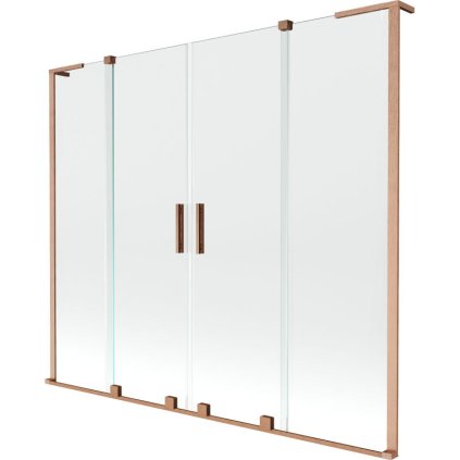 Mexen Velar L Duo, 2-krídlová posuvná vaňová zástena 180 x 150 cm, 8mm číre sklo, medená matná, 896-180-003-02-65