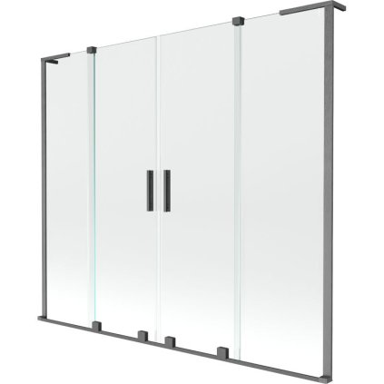 Mexen Velar L Duo, 2-krídlová posuvná vaňová zástena 180 x 150 cm, 8mm číre sklo, brúsený grafit, 896-180-003-02-66