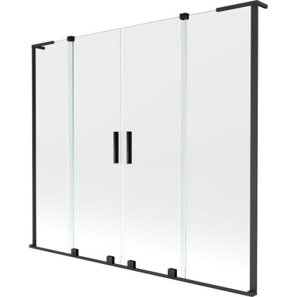 Mexen Velar L Duo, 2-krídlová posuvná vaňová zástena 180 x 150 cm, 8mm číre sklo, čierna matná, 896-180-003-02-70