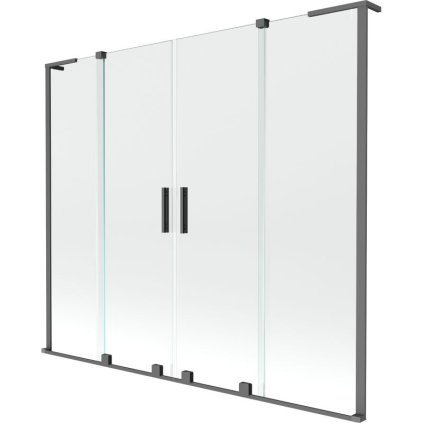 Mexen Velar L Duo, 2-krídlová posuvná vaňová zástena 180 x 150 cm, 8mm číre sklo, grafitová, 896-180-003-02-95