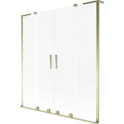 Mexen Velar L Duo, 2-krídlová posuvná vaňová zástena 140 x 150 cm, 8mm sklo námraza, zlatá matná, 896-140-003-32-55