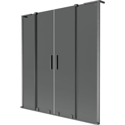 Mexen Velar L Duo, 2-krídlová posuvná vaňová zástena 140 x 150 cm, 8mm šedé sklo, brúsený grafit, 896-140-003-42-66