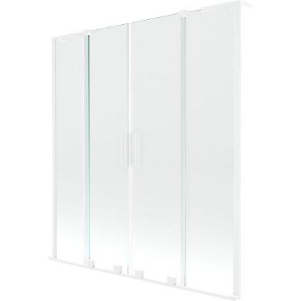 Mexen Velar L Duo, 2-krídlová posuvná vaňová zástena 140 x 150 cm, 8mm číre sklo, biela matná, 896-140-003-02-20