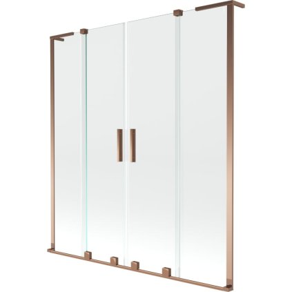 Mexen Velar L Duo, 2-krídlová posuvná vaňová zástena 140 x 150 cm, 8mm číre sklo, ružové zlato, 896-140-003-02-60