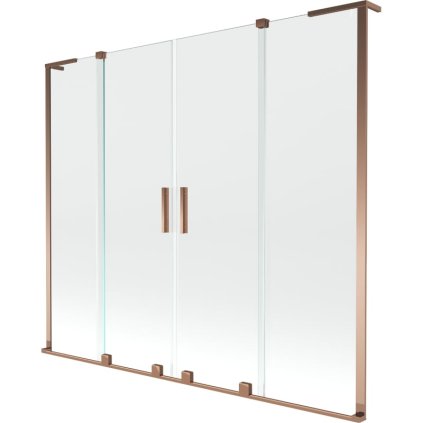 Mexen Velar L Duo, 2-krídlová posuvná vaňová zástena 200 x 150 cm, 8mm číre sklo, ružové zlato, 896-200-003-02-60