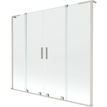 Mexen Velar L Duo, 2-krídlová posuvná vaňová zástena 200 x 150 cm, 8mm číre sklo, brúsená oceľ, 896-200-003-02-97