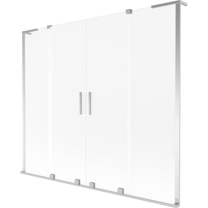 Mexen Velar L Duo, 2-krídlová posuvná vaňová zástena 200 x 150 cm, 8mm sklo námraza, chrómová, 896-200-003-32-01