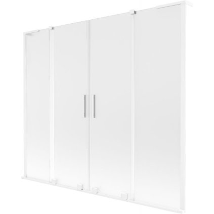 Mexen Velar L Duo, 2-krídlová posuvná vaňová zástena 200 x 150 cm, 8mm sklo námraza, biela matná, 896-200-003-32-20