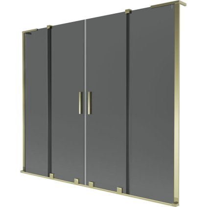 Mexen Velar L Duo, 2-krídlová posuvná vaňová zástena 170 x 150 cm, 8mm šedé sklo, zlatá lesklá, 896-170-003-42-50