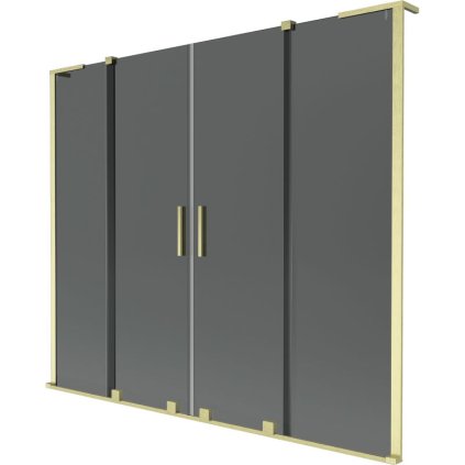 Mexen Velar L Duo, 2-krídlová posuvná vaňová zástena 180 x 150 cm, 8mm šedé sklo, zlatá matná, 896-180-003-42-55