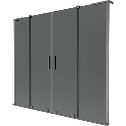 Mexen Velar L Duo, 2-krídlová posuvná vaňová zástena 180 x 150 cm, 8mm šedé sklo, brúsený grafit, 896-180-003-42-66