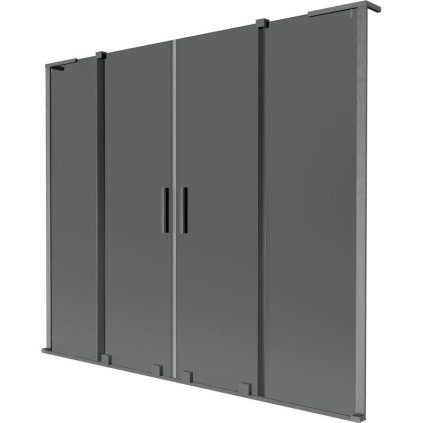 Mexen Velar L Duo, 2-krídlová posuvná vaňová zástena 180 x 150 cm, 8mm šedé sklo, brúsený grafit, 896-180-003-42-66