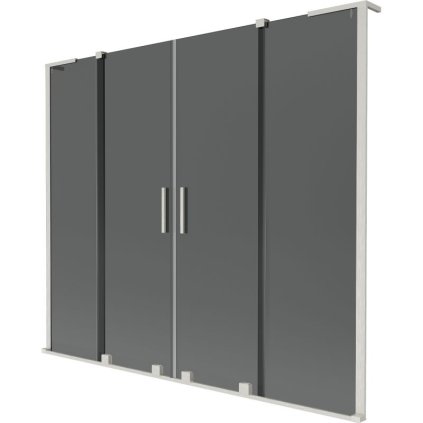 Mexen Velar L Duo, 2-krídlová posuvná vaňová zástena 180 x 150 cm, 8mm šedé sklo, brúsená oceľ, 896-180-003-42-97