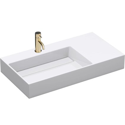 Rea Archi, umývadlo na dosku z konglomerátu 750x430x140 mm, ľavá verzia, biela matná, REA-U4300