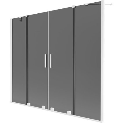 Mexen Velar Duo, 2-krídlová posuvná vaňová zástena 200 x 150 cm, 8mm šedé sklo, biely profil, 896-200-000-42-20