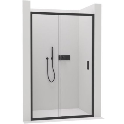 Cerano Varone, sprchové posuvné dvere 140x195 cm, 6mm číre sklo, čierna matná, CER-CER-478099