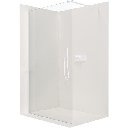 Cerano Onyx, sprchová zástena Walk-in, guľatá vzpera - biela matná, transparentné sklo - 80x200 cm, CER-CER-482962