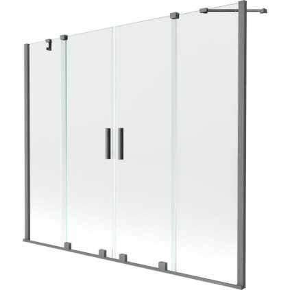 Mexen Velar Duo, posuvná 2-krídlová vaňová zástena 170x150 cm, 8mm číre sklo, grafitová, 896-170-000-02-95