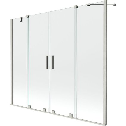 Mexen Velar Duo, posuvná 2-krídlová vaňová zástena 170x150 cm, 8mm číre sklo, brúsený nikel, 896-170-000-02-97