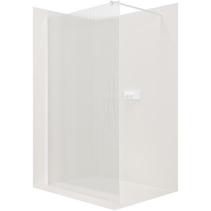 CERANO - Sprchová zástena Walk-in Onyx Ľ/P - guľatá vzpera - biela matná, ryhované sklo - 150x200 cm, CER-CER-8050BD297