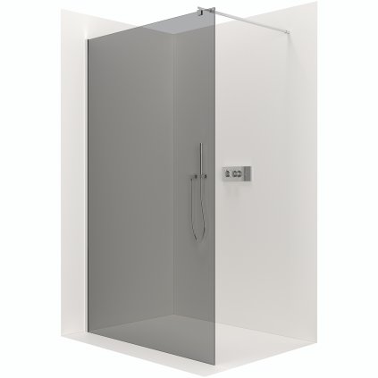 CERANO - Sprchová zástena Walk-in Onyx Ľ/P - guľatá vzpera - chróm, grafitové sklo - 120x200 cm, CER-CER-8050BD210