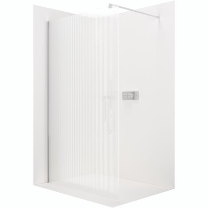 CERANO - Sprchová zástena Walk-in Onyx Ľ/P - guľatá vzpera - chróm, ryhované sklo - 80x200 cm, CER-CER-8050BD325