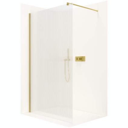 CERANO - Sprchová zástena Walk-in Onyx Ľ/P - guľatá vzpera - zlatá kartáčovaná, ryhované sklo - 80x200 cm, CER-CER-8050BD338