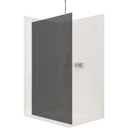 CERANO - Sprchová zástena Walk-in Onyx Top L/P - guľatá vzpera - chróm, grafitové sklo - 150x200 cm, CER-CER-8050BD1422