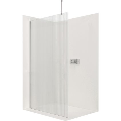 CERANO - Sprchová zástena Walk-in Onyx Top L/P - guľatá vzpera - chróm, ryhované sklo - 80x200 cm, CER-CER-8050BD1591