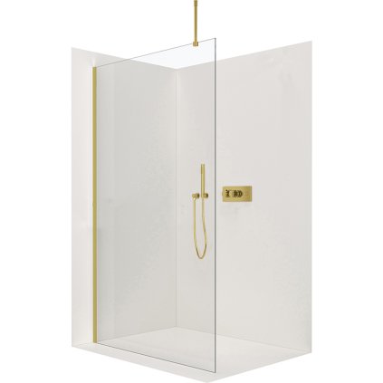 CERANO - Sprchová zástena Walk-in Onyx Top L/P - guľatá vzpera - zlatá kartáčovaná, transparentné sklo - 60x200 cm, CER-CER-8050BD1455